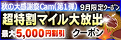 【９月限定】超特割★マイル大放出クーポン