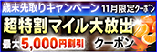 【11月限定】超特割★マイル大放出クーポン
